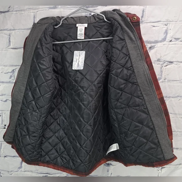 Tommy Bahama Kids Boys Shirt Jacket Quilted Hoodie Winter Red Plaid Size XL (14) - Picture 10 of 11